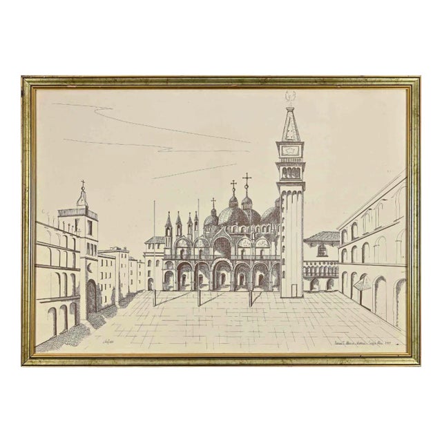Sergio Mari, St Mark's Square, Venice, Lithograph, 1989 For Sale