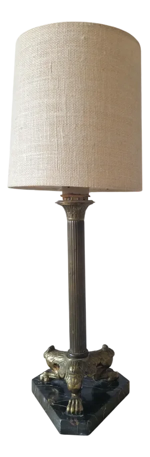 Empire Style Marble Table Lamp with Lion Paws, 1950s