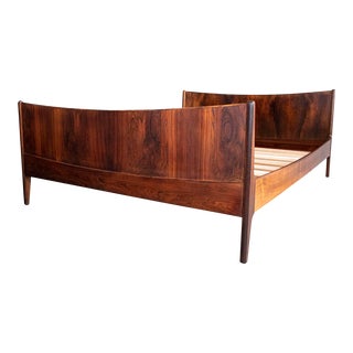Spectacular Danish Rosewood Queen Bed, Harbo Sølvsten, Illums Bolighus For Sale