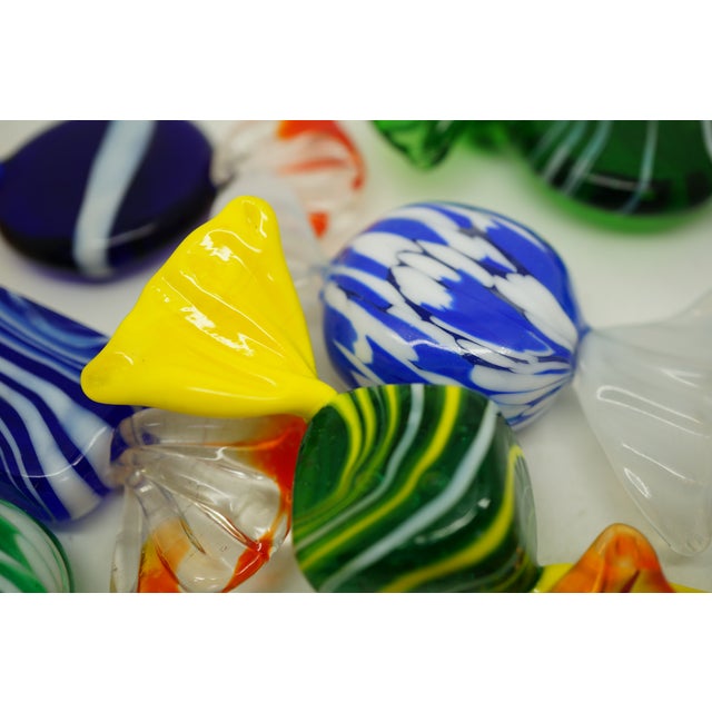 Vintage Set of 13 Murano Swirled Striped Art Glass Wrapped Candy Cane Ornaments For Sale - Image 13 of 15