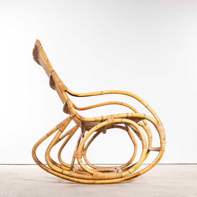 French Rattan Rocking Chair, 1960s For Sale - Image 8 of 11