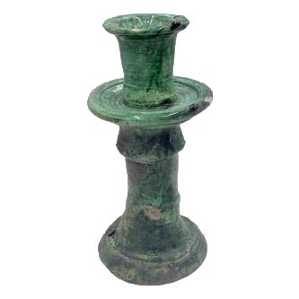 Moroccan Tamegroute Glazed Candlestick Holder For Sale