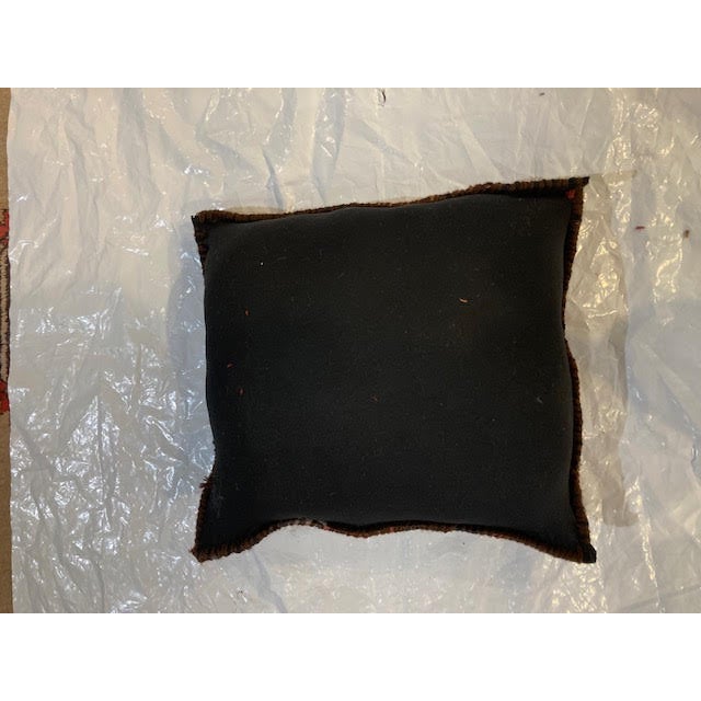 Pillow made with antique Persian sarouk rug fragment , Poly fill with fabric backing and sewn closure-