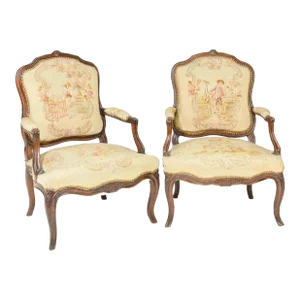 French Louis XV Arm Chairs, 19th Century