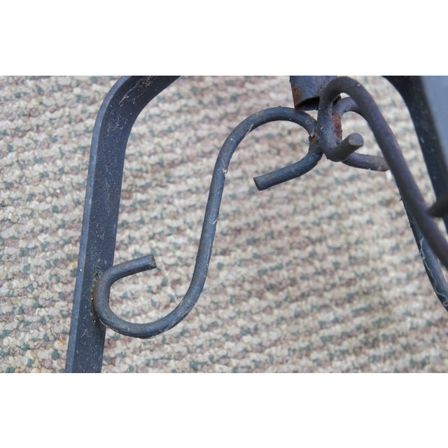 Vintage Brutalist Gothic Wrought Iron Plant Stand Scroll Tripod Pot Holder 24" For Sale - Image 12 of 13