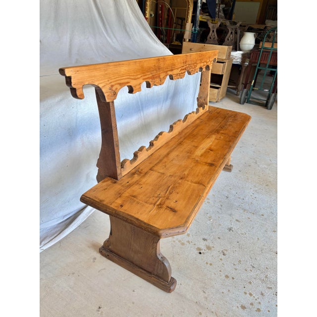 Italian 19th Century Italian Pine Frattino Design Bench For Sale - Image 3 of 12