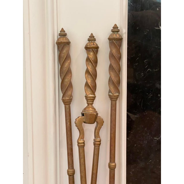19th Century Antique Brass Fireplace Fender, Screen & Tools Set—5 Pieces For Sale - Image 5 of 10