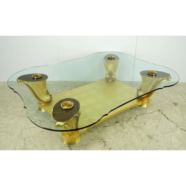 Art Deco Art Deco Colombostile Il Gusto Dei Principi Glass Top Gold Coffee Table For Sale - Image 3 of 12