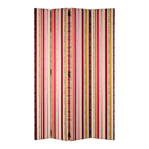 Gorgeous Tall Custom Designer Four-Panel Striped Folding Room Divider