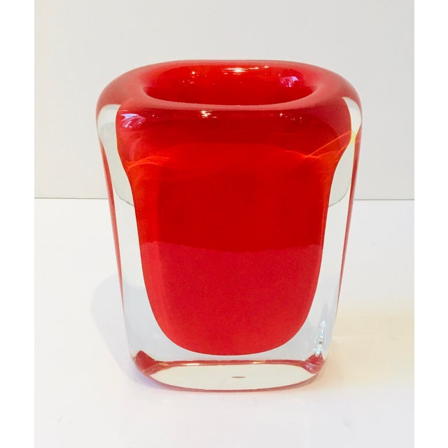 Global Views Modern Red Block Glass Vase Chairish