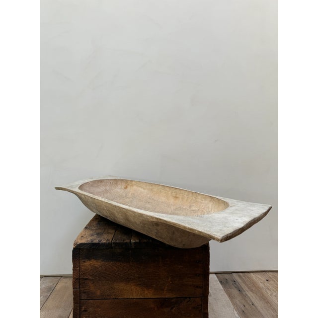 Shabby Chic XL Antique Sculptural Wooden Hand Carved Dough Bowl For Sale - Image 3 of 12