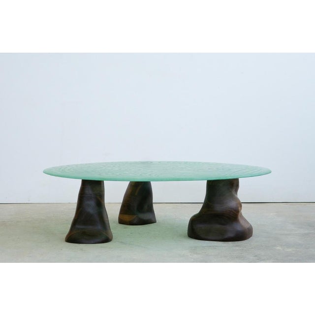 Green Glass Powder and Walnut Coffee Table by Alexander Knysch For Sale - Image 13 of 15