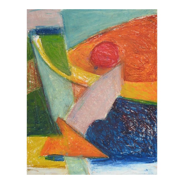 Late 20th Century Colorful Abstract Geometric Painting For Sale