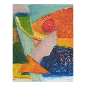Late 20th Century Colorful Abstract Geometric Painting