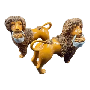 Early 20th Century Pair of Italian Ceramic Spaghetti Poodles