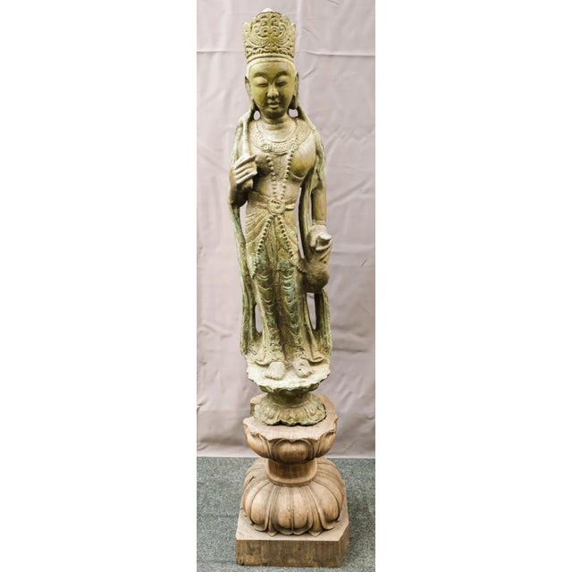 Late 18th Century Cast Bronze Statue of Guanyin For Sale - Image 13 of 13
