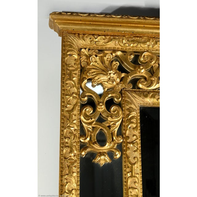 Mid-19th Century Napoleon III Mirror with Golden Wood Beads For Sale - Image 5 of 16