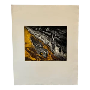 Circa 2000 Arnold Grossman California Shore Birds at Low Tide Original Etching