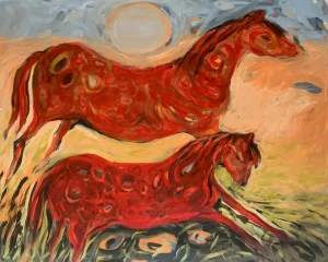 Monika Rossa, Two Horses, 2025, Oil on Canvas