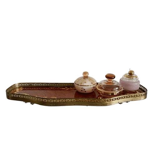 Vintage Wall Console in Wood and Brass, 1950s For Sale - Image 3 of 14