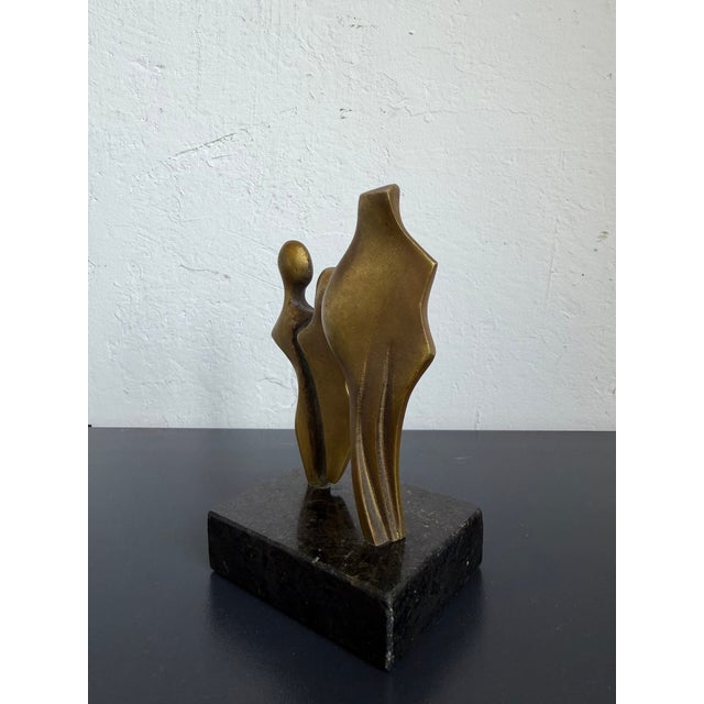 Metal Modern Abstract Geometric Bronze Sculpture on Black Granite Base, Brazil 1980s For Sale - Image 7 of 12