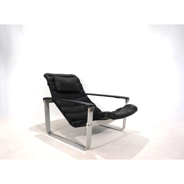 Pulkka Lounge Chair in Leather by Ilmari Lappalainen for Asko, 1960s For Sale - Image 10 of 18
