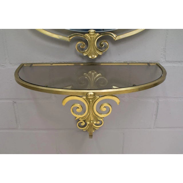 1950s Large Mid-Century Set with Wall Mirror, Wall Console, & Hook, Set of 3 For Sale - Image 5 of 11