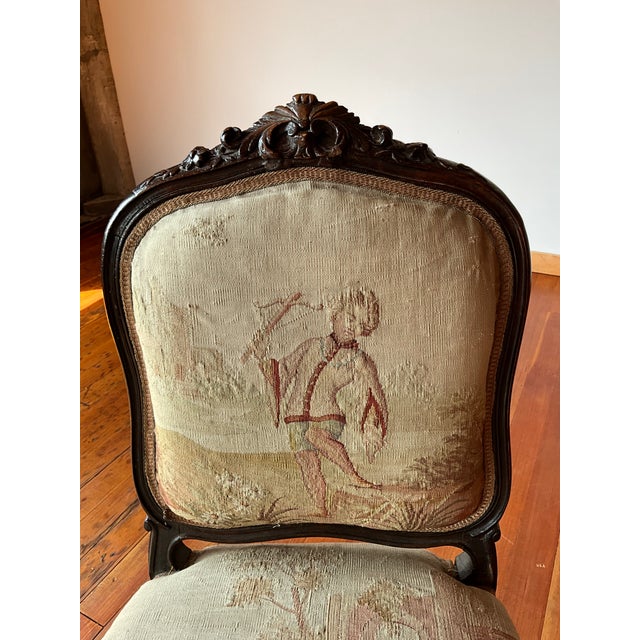 Wood 19th Century Louis XV Style Side Chair With Tapestry Upholstery For Sale - Image 7 of 10