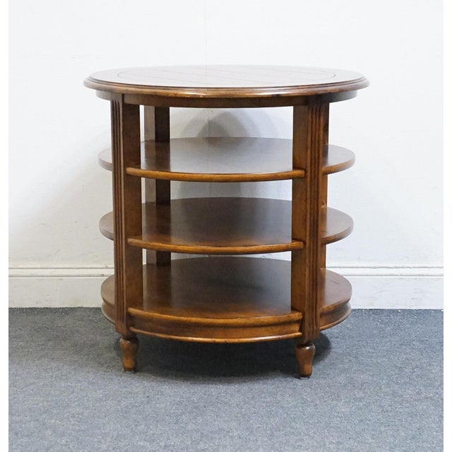 Wood Stanley Furniture Solid Knotty Pine English Country Revival 28" Round Tiered Accent End Table 534-15-12 For Sale - Image 7 of 9