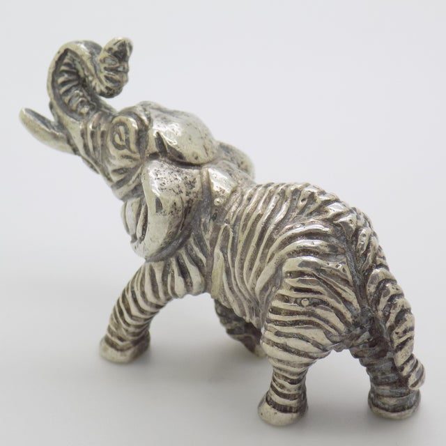 Italian Vintage Italian Handmade Genuine Silver Elephant Large Sculpture Figurine Rare Decoration For Sale - Image 3 of 11