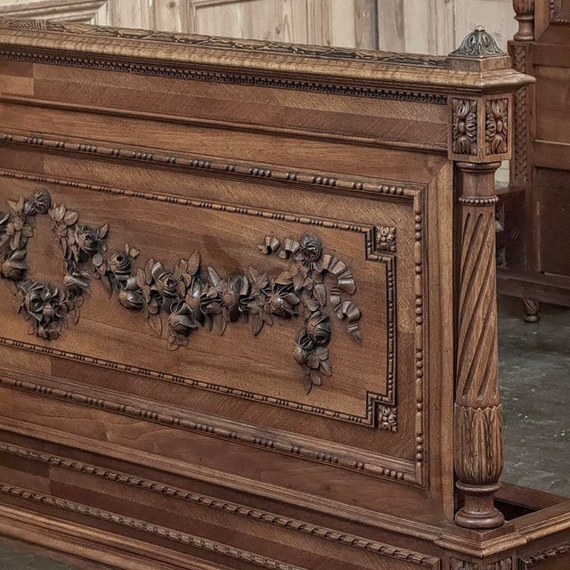 19th Century French Louis XVI Walnut Bed For Sale - Image 14 of 18