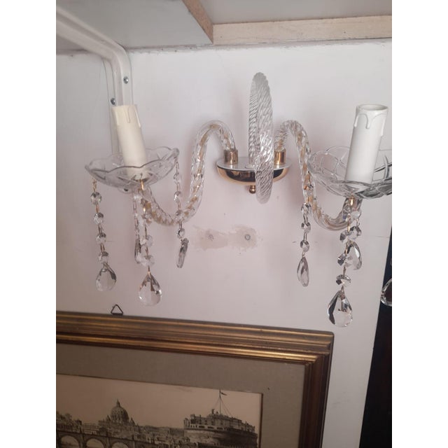 Classic Glass and Crystal Wall Lamps, 1990s, Set of 2 For Sale - Image 4 of 8