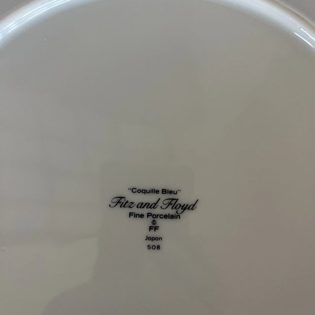 Fitz and Floyd Vintage Mid-Century Modern Fitz & Floyd Coquille Coastal Seashell Blue Dinner Plate - Set of 4 For Sale - Image 4 of 6
