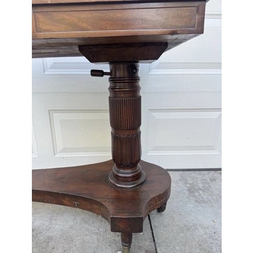 Traditional Circa 1840 Mahogany Articulating Architect's Pedestal Desk W/ Drawer & Casters For Sale - Image 3 of 12