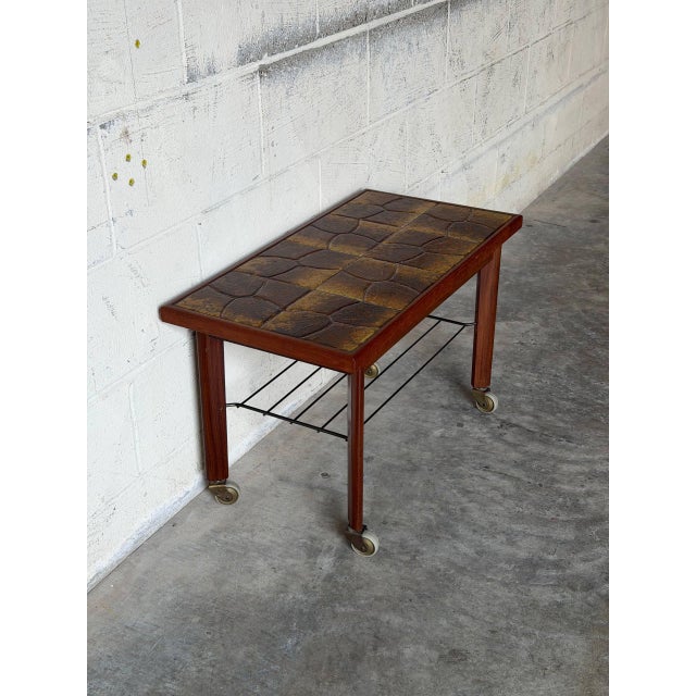 Mid-Century Modern Teak Tile Coffee Table With Lower Shelf Danish Mid-Century Modern 1960s For Sale - Image 3 of 10