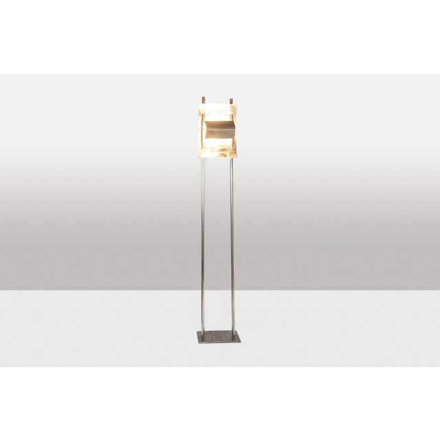 Geometric Floor Lamp in Silver Metal, 1980s For Sale - Image 3 of 9