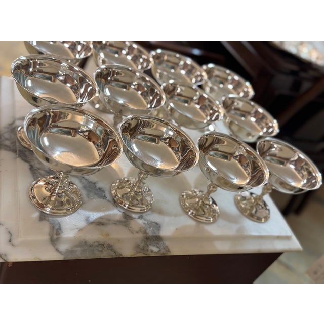 Mid 20th Century Mid 20th Century Silver Plate Coupes Set of 12 For Sale - Image 5 of 9
