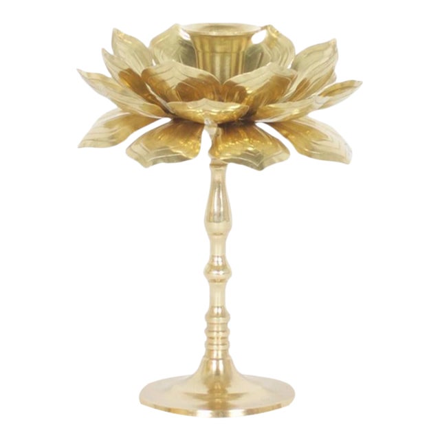 Brass Lotus Candleholder For Sale