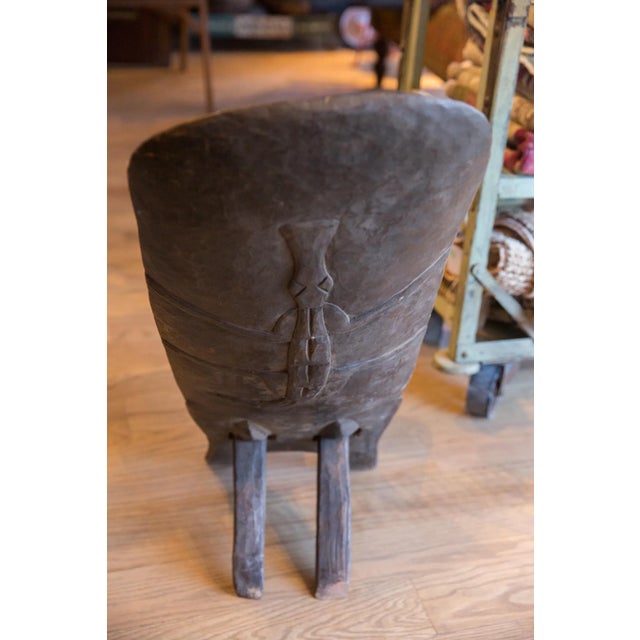 Old New House Vintage Carved African Wooden Slot Chair For Sale - Image 4 of 13