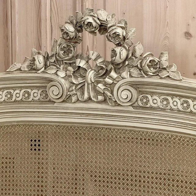 19th Century French Louis XVI Painted Queen Bed With Caning For Sale - Image 12 of 18