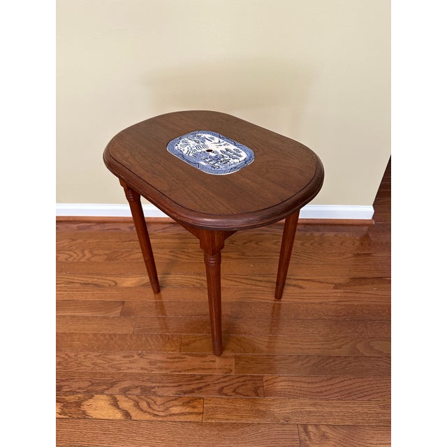 19th Century Vintage Side Table With Ceramic Inlay For Sale - Image 5 of 6