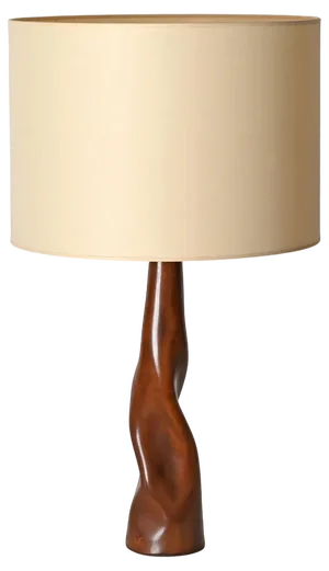 Midcentury Italian Sculptural Table Lamp in Curved Brown Leather, 1970s