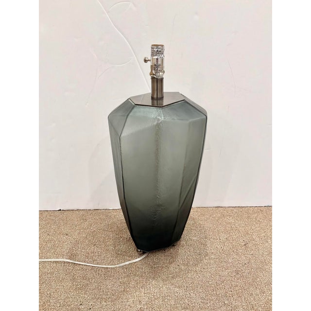 2010s Organic Acid Etched Gray Glass Lamp For Sale - Image 5 of 6
