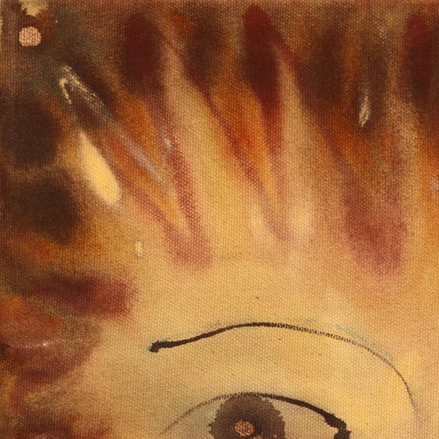 2020s Sun No.8 - Folk Art Inspired Abstract Sun Mixed Media Painting on Raw Canvas by Meredith Walker For Sale - Image 5 of 9