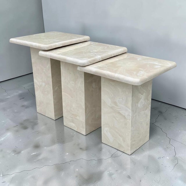 1980s Vintage Tall Marble Nesting Tables For Sale In Miami - Image 6 of 18