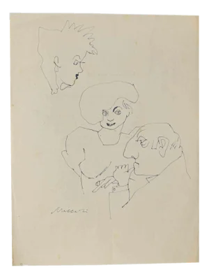 Mino Maccari, Figures, Drawing in Ink, 1960s