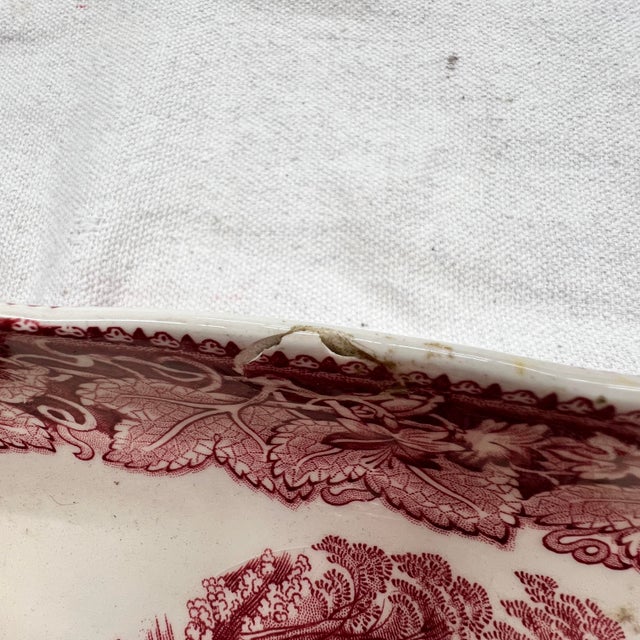 Mason's Ironstone Mason’s Vista England Red Transferware Dragon Head Bowl For Sale - Image 4 of 4