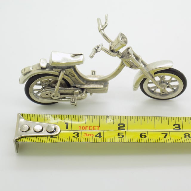 Vintage Italian Handmade Genuine Silver Moped Scooter Large Figurine, 1970s For Sale - Image 11 of 12