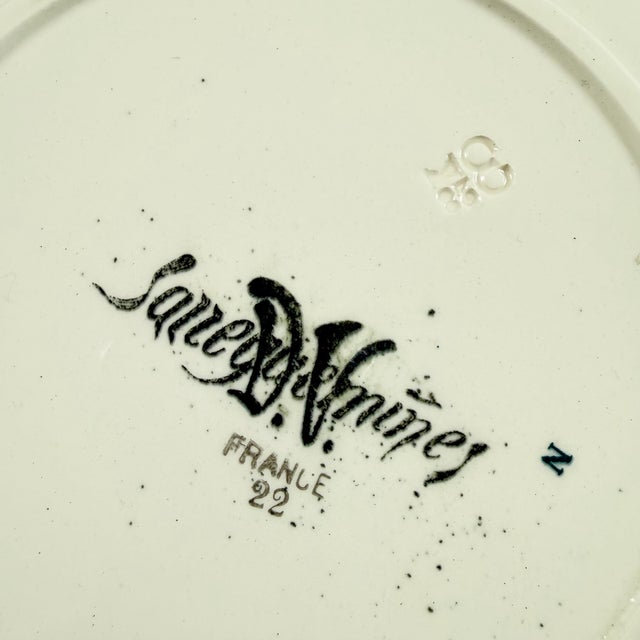Cream 1900s Sarreguemines Benjamin Rabier Childs Plate, Téter S’il Vous Plait For Sale - Image 8 of 8