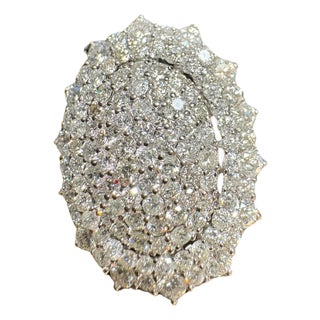 4.60 Ct Natural Pave Set Diamond Cocktail Ring , Large Oval Shape 18K White Gold For Sale